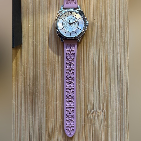 Coach Boyfriend Watch With 34mm Silver Face & Pink Silicone Band - Picture 5 of 7